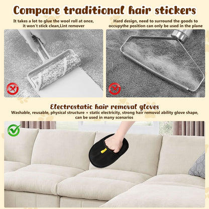 🔥Latest Technology🔥🐾🧤 Pet Hair Remover Electrostatic Gloves – Double-Sided Efficient & Washable Reusable
