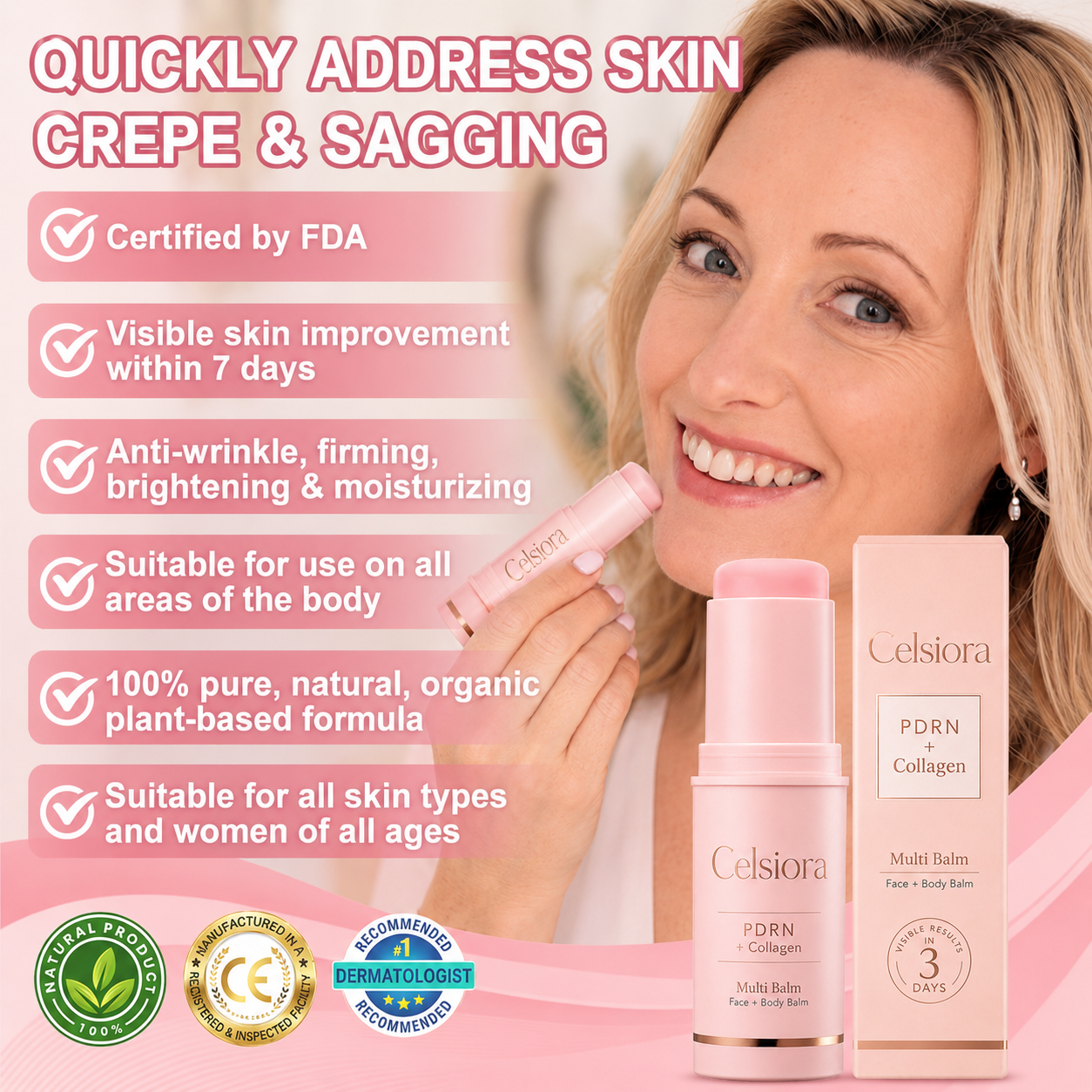 👩‍⚕️💙 💫Celsiora® PDRN + Collagen Wrinkle-Lift Tightening Serum Stick
