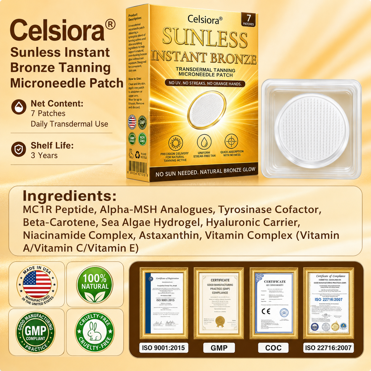 ☀️ Celsiora® 𝐒𝐮𝐧𝐥𝐞𝐬𝐬 𝐈𝐧𝐬𝐭𝐚𝐧𝐭 𝐁𝐫𝐨𝐧𝐳𝐞 𝐓𝐚𝐧𝐧𝐢𝐧𝐠 𝐌𝐢𝐜𝐫𝐨𝐧𝐞𝐞𝐝𝐥𝐞 𝐏𝐚𝐭𝐜𝐡