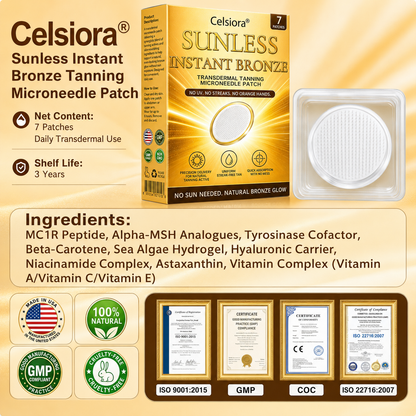 ☀️ Celsiora® 𝐒𝐮𝐧𝐥𝐞𝐬𝐬 𝐈𝐧𝐬𝐭𝐚𝐧𝐭 𝐁𝐫𝐨𝐧𝐳𝐞 𝐓𝐚𝐧𝐧𝐢𝐧𝐠 𝐌𝐢𝐜𝐫𝐨𝐧𝐞𝐞𝐝𝐥𝐞 𝐏𝐚𝐭𝐜𝐡
