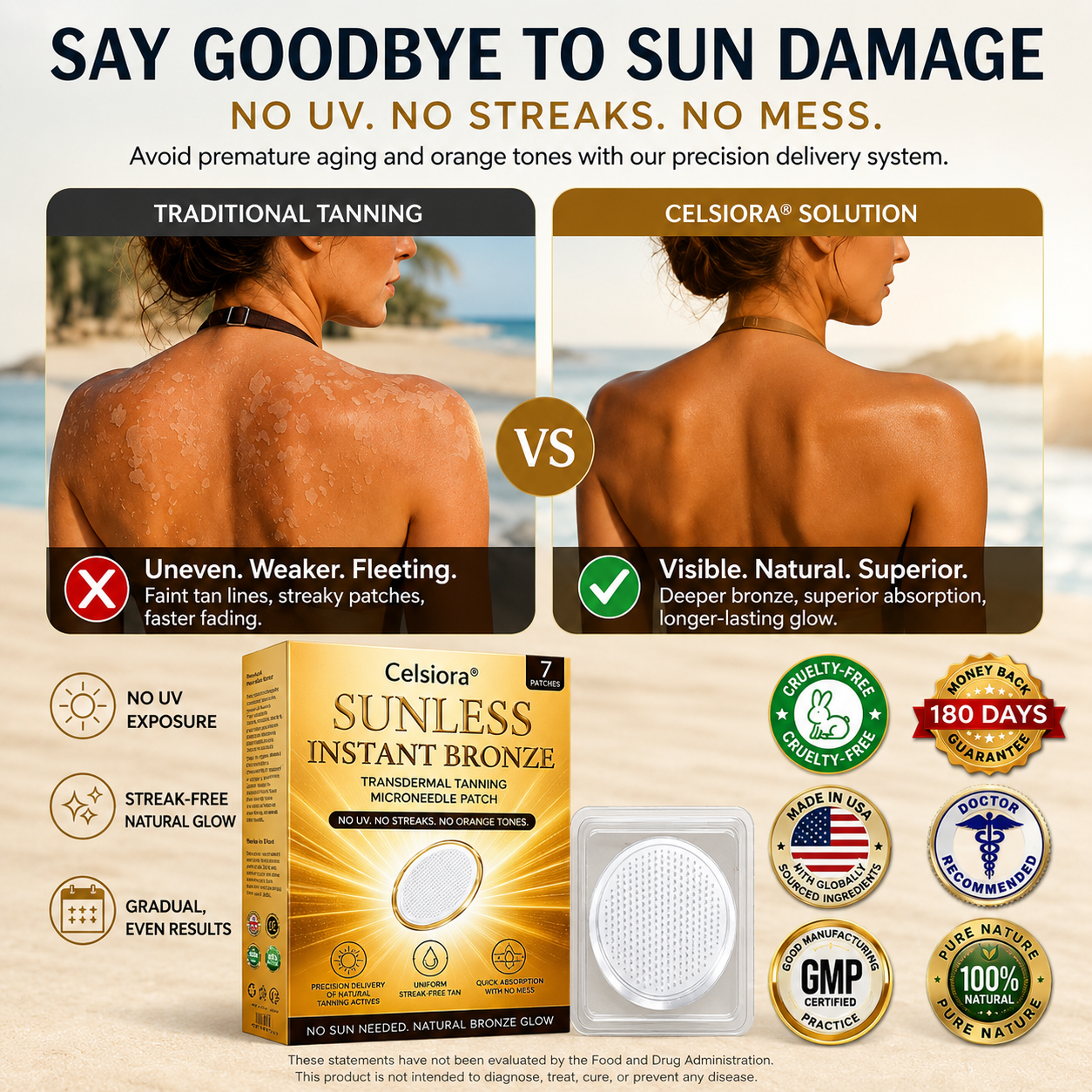☀️ Celsiora® 𝐒𝐮𝐧𝐥𝐞𝐬𝐬 𝐈𝐧𝐬𝐭𝐚𝐧𝐭 𝐁𝐫𝐨𝐧𝐳𝐞 𝐓𝐚𝐧𝐧𝐢𝐧𝐠 𝐌𝐢𝐜𝐫𝐨𝐧𝐞𝐞𝐝𝐥𝐞 𝐏𝐚𝐭𝐜𝐡