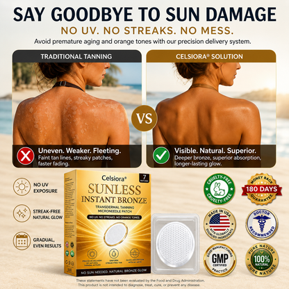 ☀️ Celsiora® 𝐒𝐮𝐧𝐥𝐞𝐬𝐬 𝐈𝐧𝐬𝐭𝐚𝐧𝐭 𝐁𝐫𝐨𝐧𝐳𝐞 𝐓𝐚𝐧𝐧𝐢𝐧𝐠 𝐌𝐢𝐜𝐫𝐨𝐧𝐞𝐞𝐝𝐥𝐞 𝐏𝐚𝐭𝐜𝐡