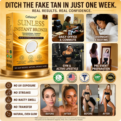 ☀️ Celsiora® 𝐒𝐮𝐧𝐥𝐞𝐬𝐬 𝐈𝐧𝐬𝐭𝐚𝐧𝐭 𝐁𝐫𝐨𝐧𝐳𝐞 𝐓𝐚𝐧𝐧𝐢𝐧𝐠 𝐌𝐢𝐜𝐫𝐨𝐧𝐞𝐞𝐝𝐥𝐞 𝐏𝐚𝐭𝐜𝐡