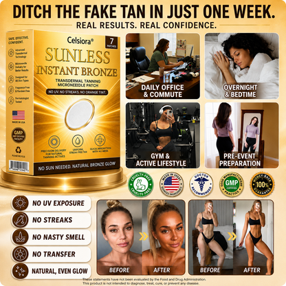 ☀️ Celsiora® 𝐒𝐮𝐧𝐥𝐞𝐬𝐬 𝐈𝐧𝐬𝐭𝐚𝐧𝐭 𝐁𝐫𝐨𝐧𝐳𝐞 𝐓𝐚𝐧𝐧𝐢𝐧𝐠 𝐌𝐢𝐜𝐫𝐨𝐧𝐞𝐞𝐝𝐥𝐞 𝐏𝐚𝐭𝐜𝐡