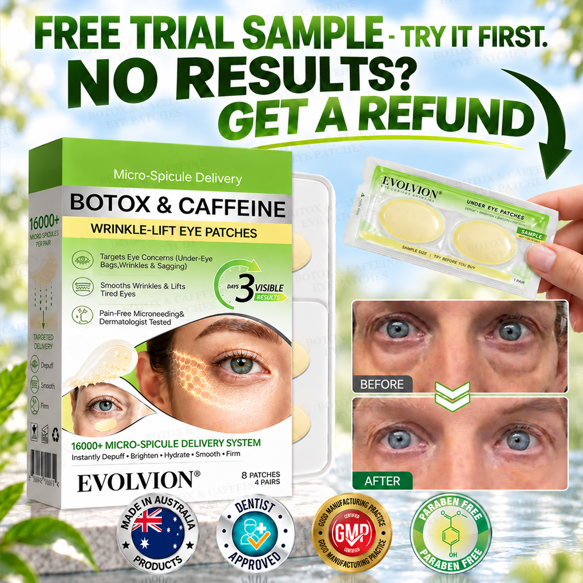 🍀USA HOT SALES ✨Evolvion® Botox & Caffeine Wrinkle-Lift Eye Patches