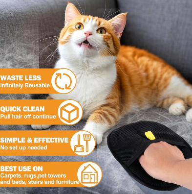 🔥Latest Technology🔥🐾🧤 Pet Hair Remover Electrostatic Gloves – Double-Sided Efficient & Washable Reusable